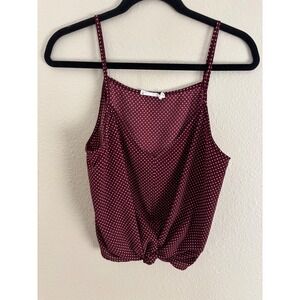 Lush Burgundy Polka Dot V-Neck Cami Top with Front Knot L
A961

Size L